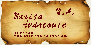 Marija Avdalović vizit kartica